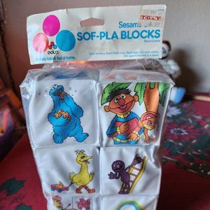 Vintage Sesame Street Muppets Sof-pla Blocks by Dolly Toy SEALED USA 1986